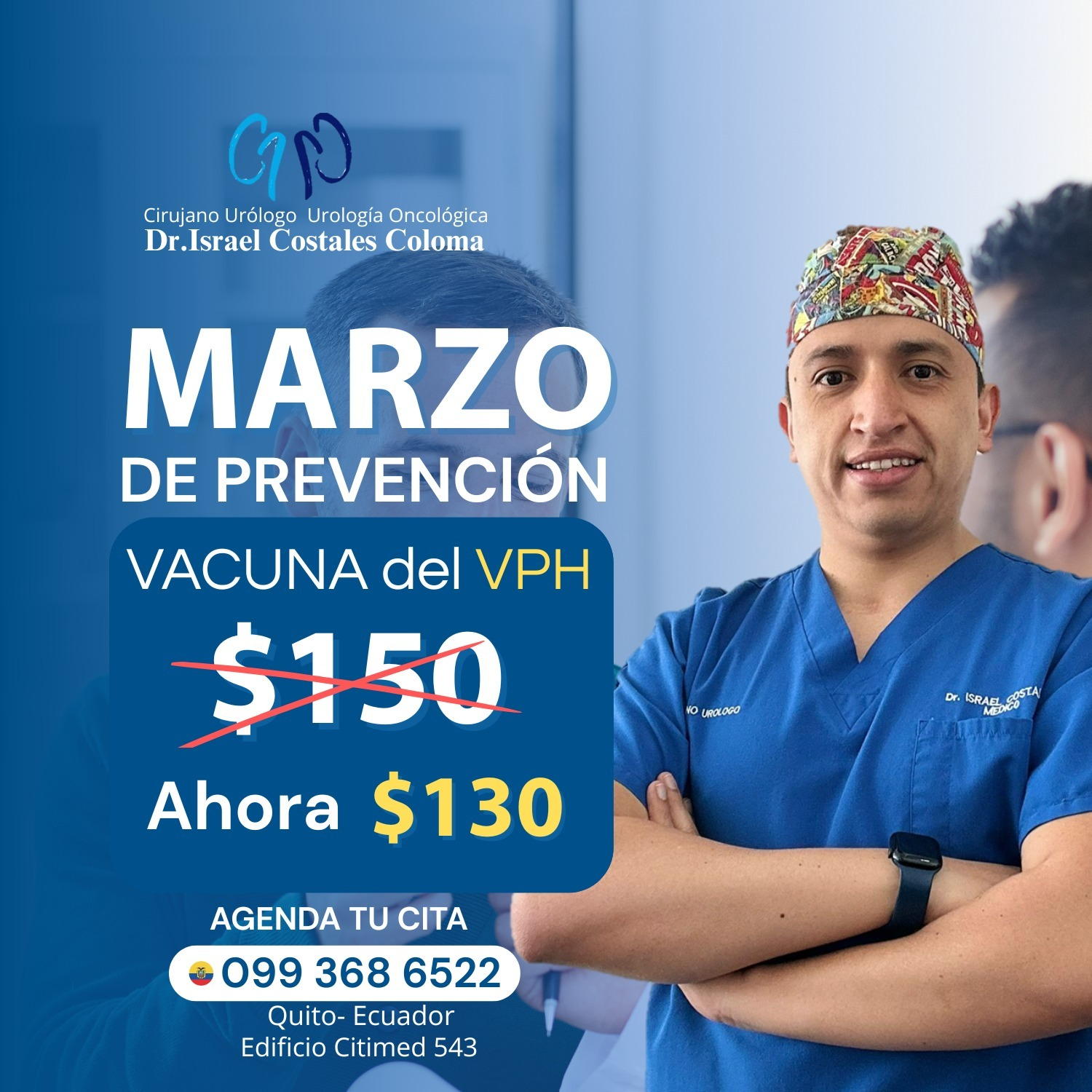 Anuncio publicidad israel costales urologo VPH Prevencion